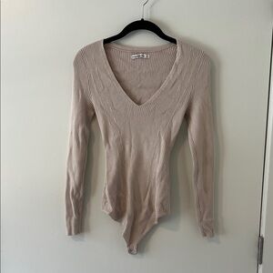 Abercrombie & Fitch Cream Ribbed Bodysuit